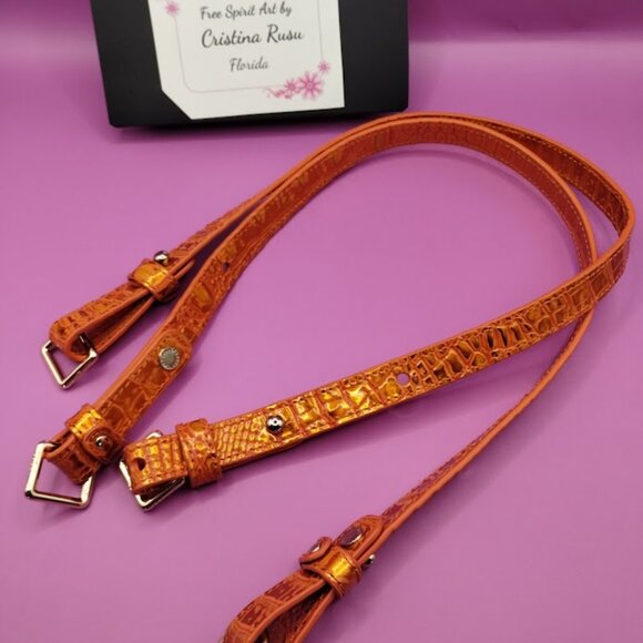 Pair of Brahmin Orange Potion  Replacement Straps New - Picture 1 of 3